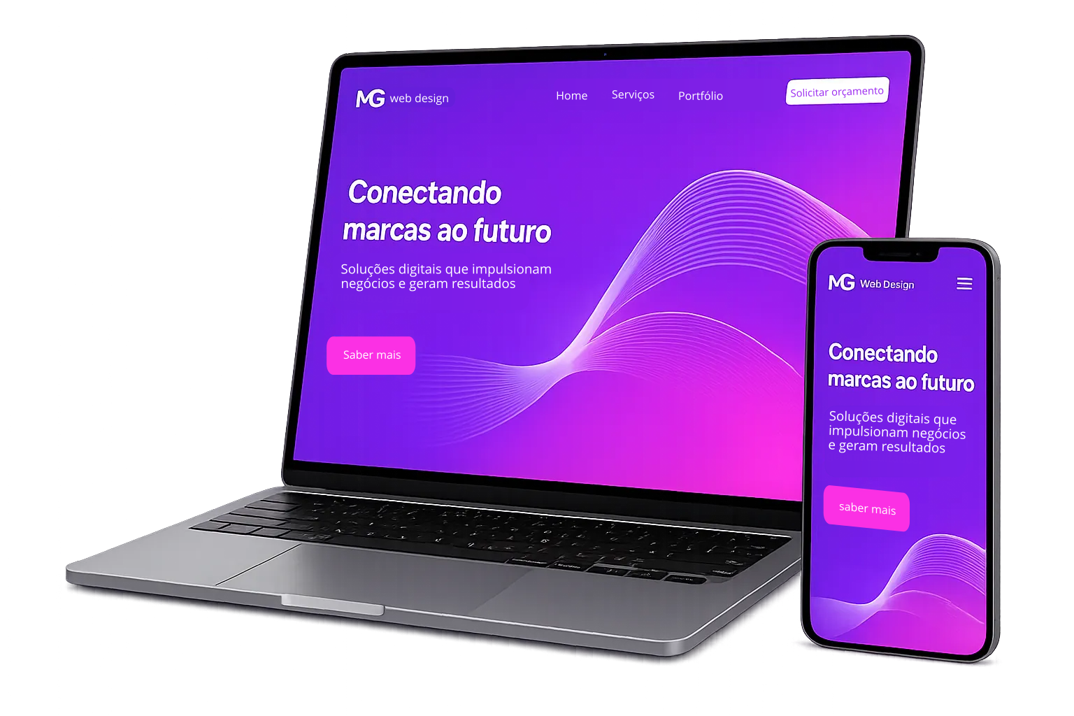 Computador com layout do site
